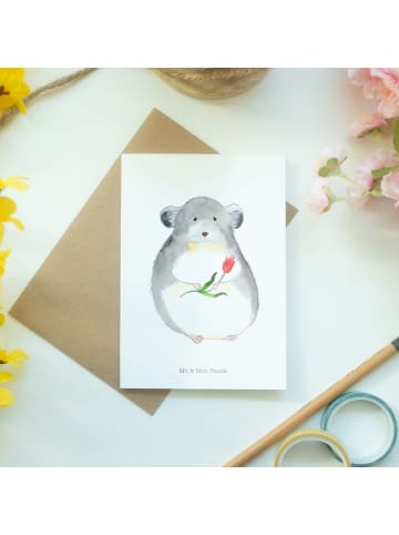 Mr. & Mrs. Panda Grußkarte Chinchilla Blume ohne Spruch in Weiß