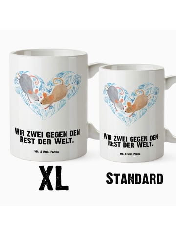 Mr. & Mrs. Panda weisse tasse Mäuse Herz mit Spruch in Weiß