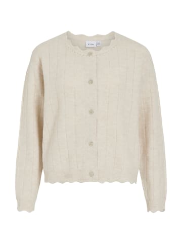 Vila Klassischer Strickcardigan Knopfverschluss in Beige-2