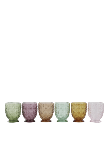Chic Antique Farbige Trinkgläser Saint-Émilion mit Muster im 6er Set in diverse