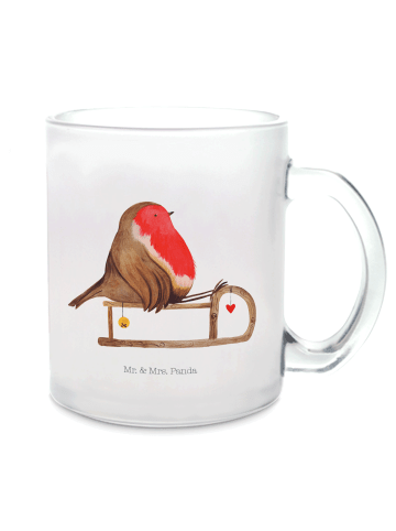 Mr. & Mrs. Panda Trinkglas Rotkehlchen Schlitten ohne Spruch in Transparent