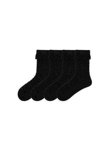 MUNADUNA 4er-Pack Lochmuster-Krempel-Shortsocks in Schwarz