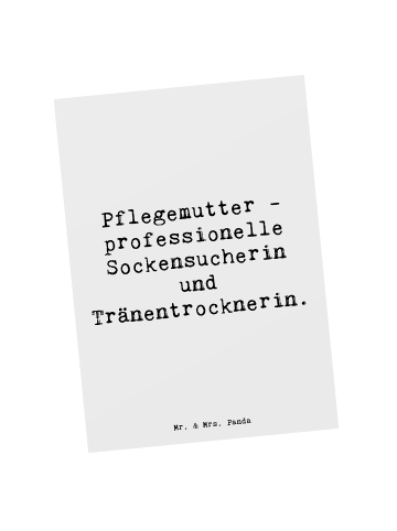 Mr. & Mrs. Panda Postkarte Pflegemutter Heldin mit Spruch in Weiß