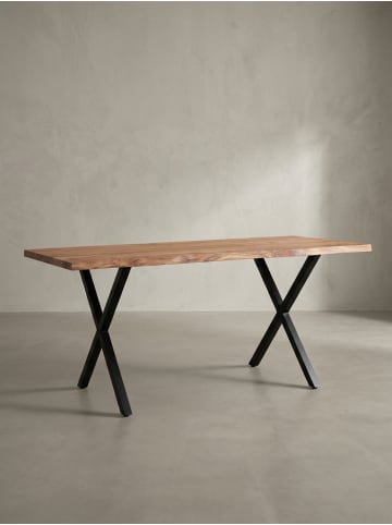 KADIMA DESIGN Esstisch Massivholz Industrial, Akazieholz mit X-Beinen