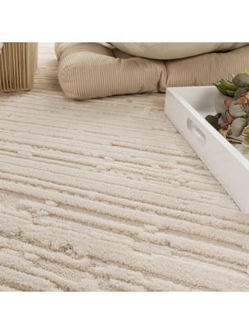 KADIMA DESIGN Teppich Kurzflor waschbar 3D Struktur in Creme