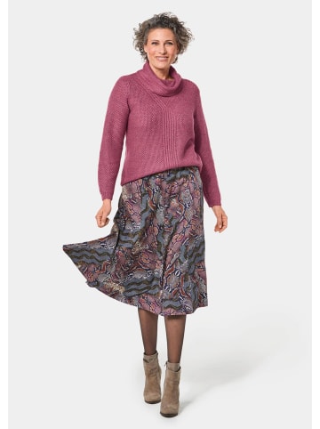 GOLDNER Kurzgröße:  Strickpullover mit Struktur, Glitzer in brombeere