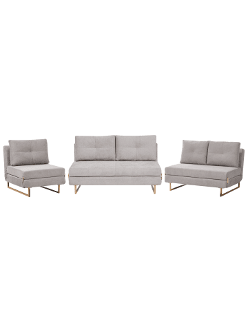 Beliani 8-tlg Schlafsofa JERSLEV in Grau/Braun
