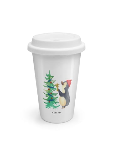 Mr. & Mrs. Panda Tumbler Pinguin Weihnachtsbaum ohne Spruch in Weiß