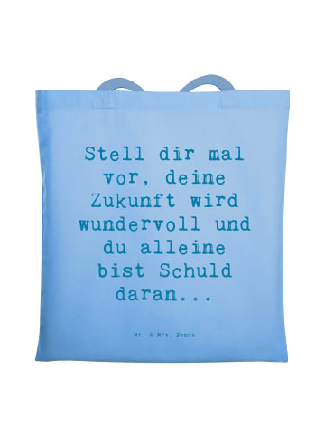 Mr. & Mrs. Panda Shopping Tasche Spruch Mutig zu sich selbst ste... in Sky Blue