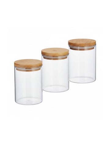relaxdays 3x Vorratsdosen in Natur - 600 ml