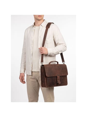 Plevier Retro Newton Aktentasche Leder 41 cm Laptopfach dunkelbraun