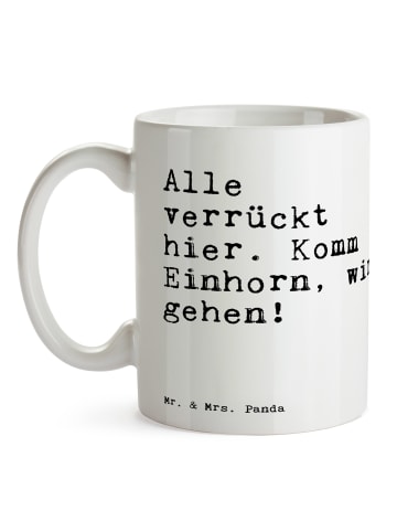 Mr. & Mrs. Panda Trinkbecher Alle verrückt hier. Komm... mit Spruch in Weiß
