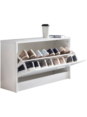 KADIMA DESIGN Schuhkipper aus Holz mit Ablage und 1 Fach, 80x47x24 cm in Weiß