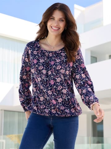 Sieh an! Schlupfbluse in marine-rosenquarz-bedruckt