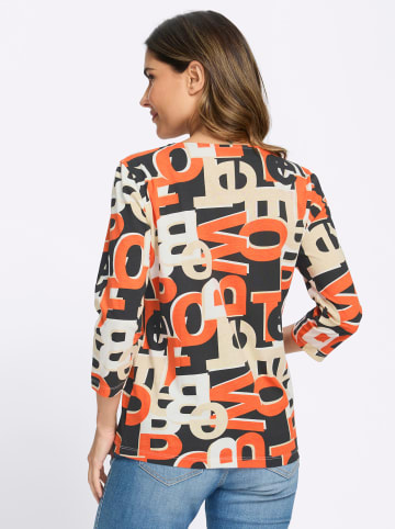 Sieh an! 3/4-Arm-Shirt in orange-schwarz-bedruckt