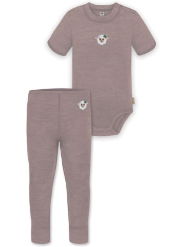 Normani Outdoor Sports Baby Merino Kurzarmbody „Tihoi" und Hose „Tutira" in Rosa