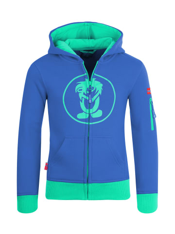 Trollkids Hoodie Pullover mit Kapuze "Sortland" in Mitternachtsblau / Minze dunkel