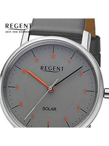 Regent Analog-Solaruhr Regent Lederarmband grau mittel (ca. 35mm)