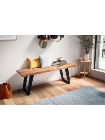 FineBuy Sitzbänk in Braun / Akazie / 120x40x46