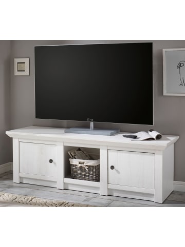 Furn.Design TV-Lowboard Pinie weiß 152 x 51 cmm TV-Unterteil im Landhaus-Stil