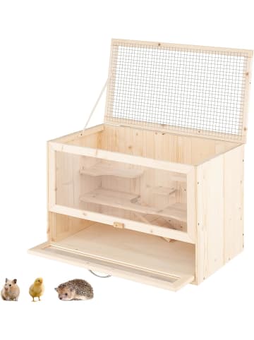 COSTWAY Hamsterkäfig Holz in Hellbraun