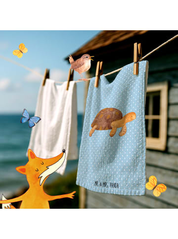 Mr. & Mrs. Panda Handtuch Schildkröte MHerzieren ohne Spruch in Blau Pastell