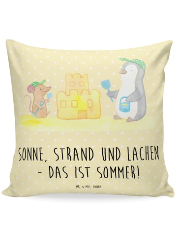 Mr. & Mrs. Panda 40x40 Kissen Sommerfreude mit Spruch in Gelb Pastell