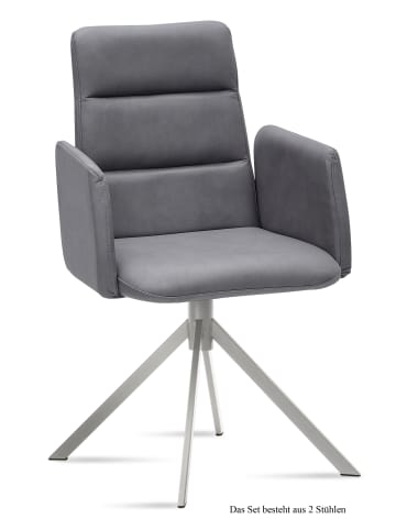 58 aufm Kessel ARMLEHNSTUHL (2er-Set) Dorlen 52x92x60 Edelstahl/Grau