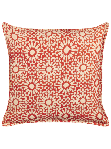 Beliani Dekokissen CEIBA in Rot/Beige - (W) 45 x (H) 10 x (L) 45 cm