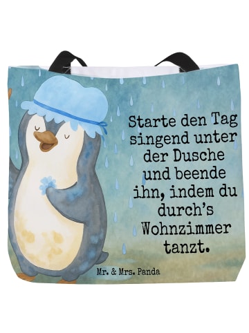 Mr. & Mrs. Panda Damen Schultertasche Pinguin Duschen Design mit... in Weiß
