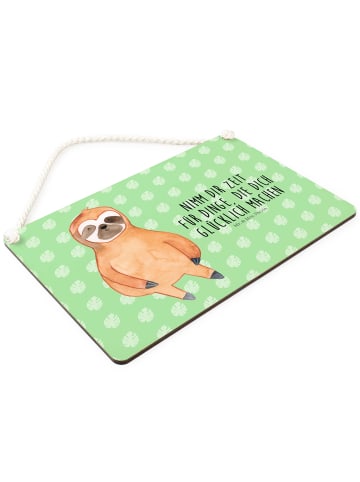 Mr. & Mrs. Panda Schild Faultier Zufrieden mit Spruch in Tropengrün