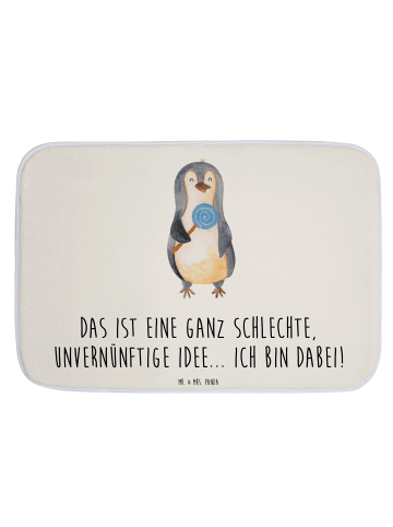 Mr. & Mrs. Panda Badteppich Pinguin Lolli mit Spruch in Weiß