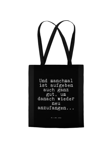 Mr. & Mrs. Panda Tasche Und manchmal ist aufgeben... mit Spruch in Schwarz
