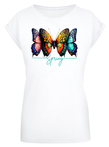 F4NT4STIC Extended Shoulder T-Shirt Schmetterling Illusion in weiß