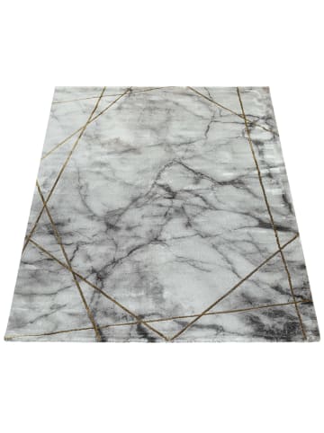 KADIMA DESIGN Teppich Kurzflor Marmoroptik Wohnzimmer schmutzabweisend in Gold