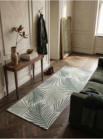 KADIMA DESIGN Teppichläufer Palmblätter flachgewebt pflegeleicht Wohnzimmer Flur in Grün