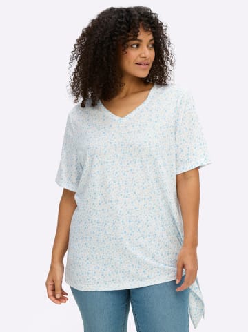 sheego Halbarmshirt in ecru-aqua-bedruckt