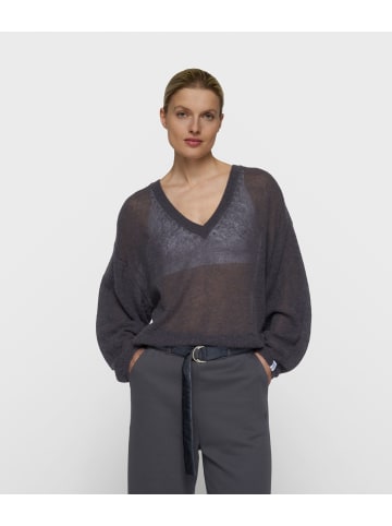 10Days Feiner Strickpullover mit V-Ausschnitt in Steel Blue