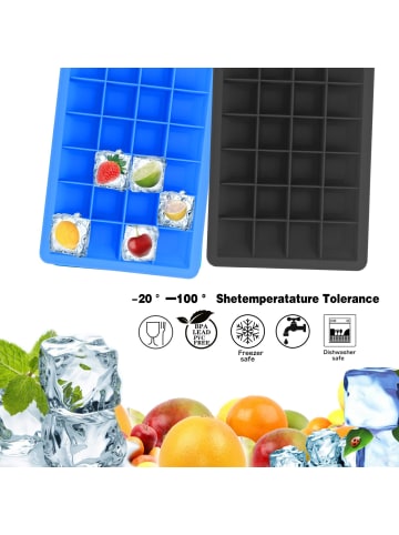 Intirilife 2x Eiswürfelformen mit Deckel in SCHWARZ