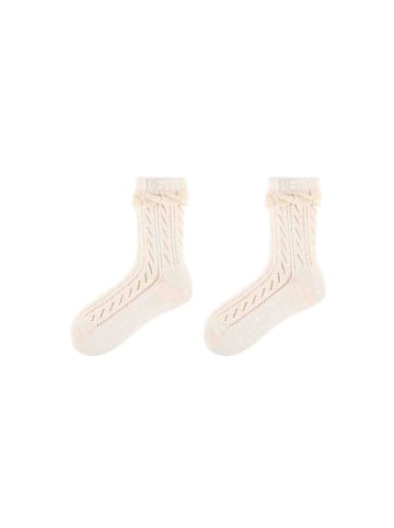 MUNADUNA 2er-Pack Lochmuster-Krempel-Shortsocks in Beige