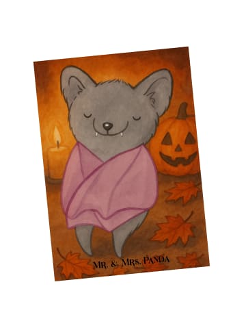 Mr. & Mrs. Panda Ansichtskarte Fledermaus Chillt Design ohne Spruch in Weiß