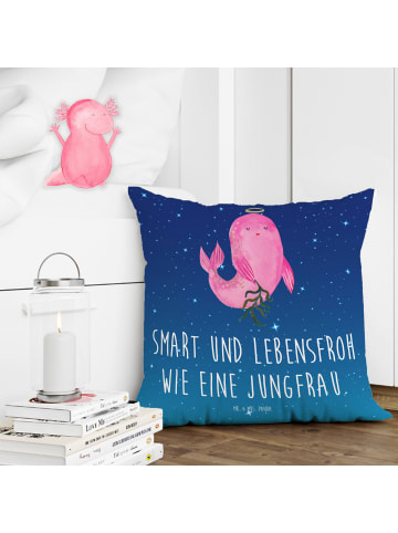 Mr. & Mrs. Panda Kopfkissen Sternzeichen Jungfrau mit Spruch in Sternenhimmel Blau