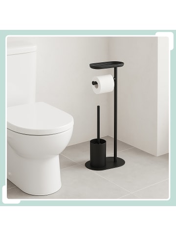 relaxdays WC Garnitur in Schwarz – (B)23 x (H)65 x (T)17 cm
