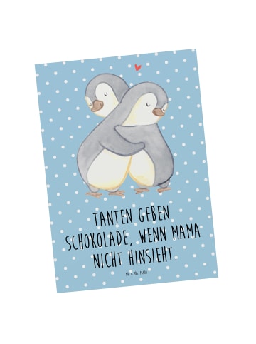 Mr. & Mrs. Panda Grußkarte Tante Schokolade mit Spruch in Blau Pastell