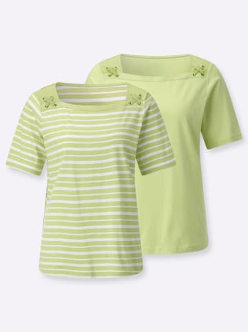 WITT WEIDEN Shirt-Set in pistazie + pistazie-weiß-geringelt