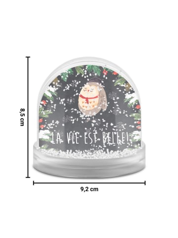 Mr. & Mrs. Panda Schneekugel Eule Frankreich mit Spruch in Kreidetafel