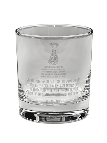Mr. & Mrs. Panda Whiskyglas Giraffe Blumenkranz mit Spruch in Transparent