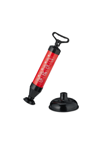 relaxdays Abflussreiniger Pumpe in Schwarz/ Rot