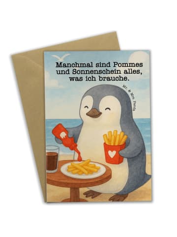 Mr. & Mrs. Panda Beileidskarte Pinguin Pommes Design mit Spruch in Weiß