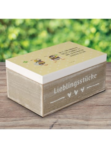 Mr. & Mrs. Panda Truhe Hummeln Kleeblatt mit Spruch in Gelb Pastell